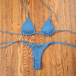 Zaful High Cut Cheeky String Bikini Set in Teal